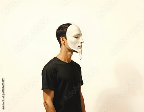 Homme avec masque blancs en train de couler sur le visage