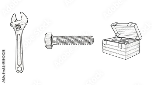 Tools of the Trade: An illustration showcasing essential hardware components, perfect for DIY enthusiasts and professionals alike.