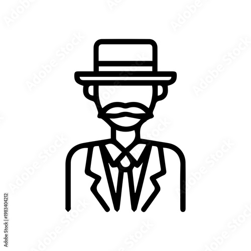 Man in Hat and Suit Icon