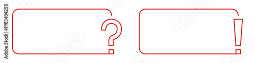 Red rounded rectangle frames with question mark and exclamation mark for text banner template set