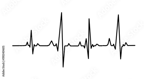 A black electrocardiogram line on a white background