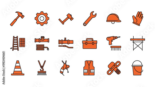 Handy Set: A comprehensive collection of construction and maintenance tools, neatly arranged, representing the essential equipment needed for various building and repair projects.