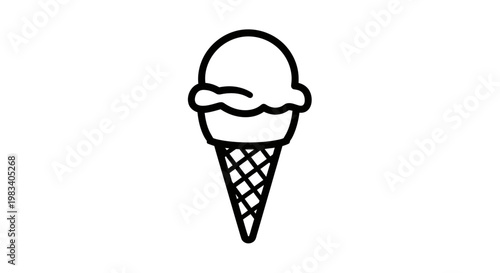 Stylized outline of an ice cream cone with a rounded scoop