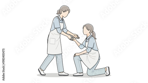 Assistance and Support: A compassionate individual extends a helping hand to support and uplift another person.