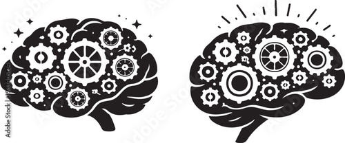 mechanical brain gears concept intelligence and problem solving symbol cognitive process engineering mind illustration