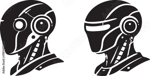 futuristic robot head silhouette artificial intelligence and cyborg technology concept digital ai profile innovation illustration