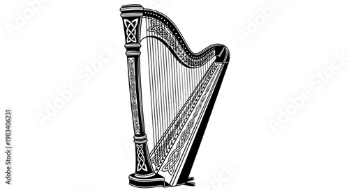 harp on white background