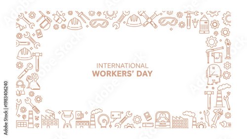 Workers' Day Celebration: A frame of tools and machinery encapsulates the spirit of International Workers' Day, with a design that emphasizes dedication and contribution.