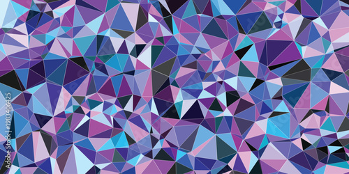 Abstract Background Abstract low poly background, purple and blue geometric triangle pattern, faceted crystal texture vector wallpaper