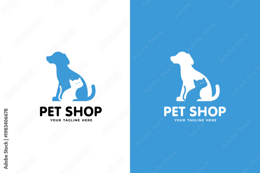Obraz premium simple pet shop dog silhouette logo design