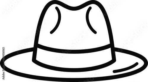 Minimal fedora hat outline vector icon with classic style and clean line design isolated on whiteMinimal fedora hat outline vector icon with classic style and clean line design isolated on white