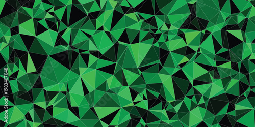 Abstract Background Abstract low poly green background, geometric emerald triangle pattern, dark crystalline mosaic vector wallpaper texture