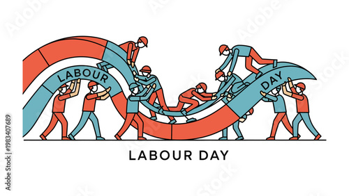 Labour Day Unity: A visual representation of unity and collaboration during Labor Day, people working together to form a shape