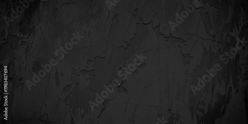 Dark gray textured wall background with cracks and peeling paint, Abstract grunge surface for design and decoration