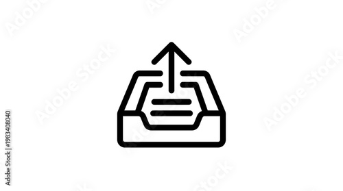Black upload icon with arrow.
