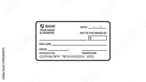 Blank Check Form for Banking Transactions.