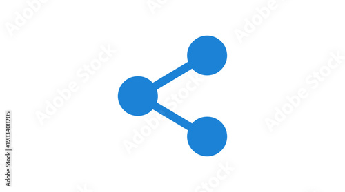 Blue molecular structure graphic symbol.