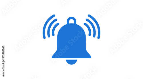 Blue Notification Bell Icon Alert Symbol.