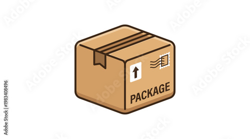 Brown Cardboard Shipping Package Box.