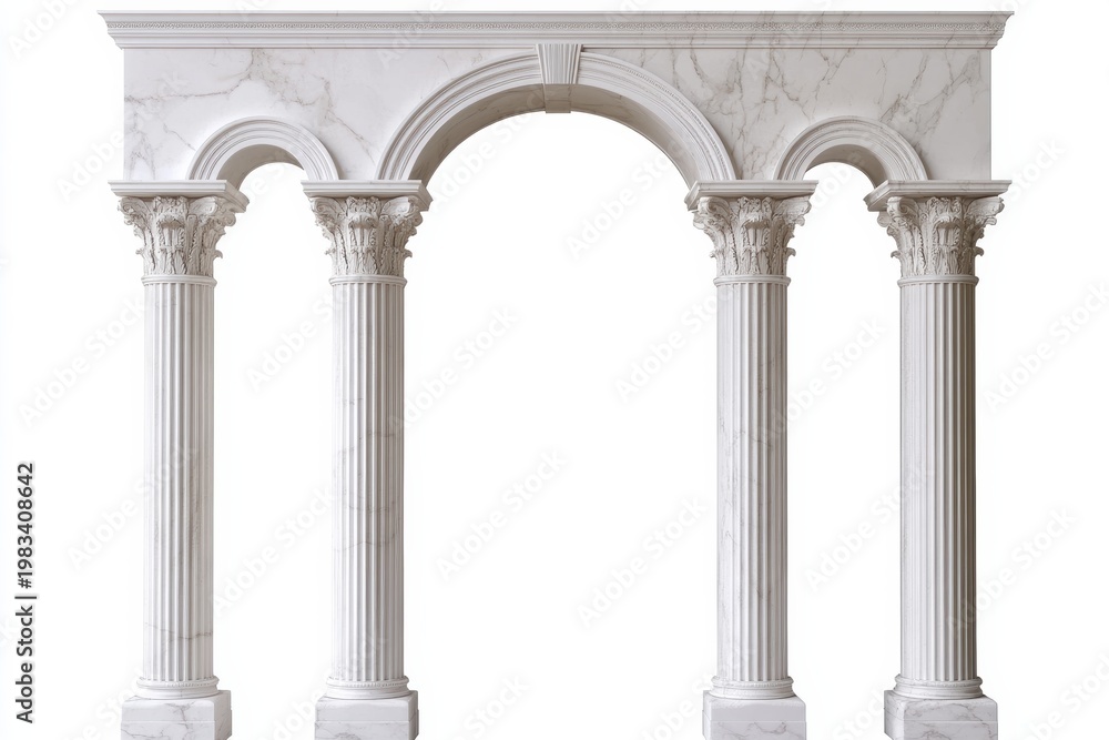 Fototapeta premium Roman archway with antique marble columns designed for a classical building entrance