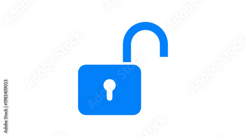 Open Blue Lock Icon Symbol.