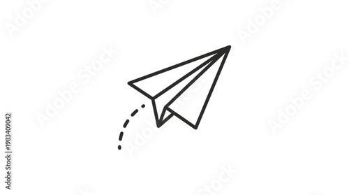 Paper airplane in mid flight motion.