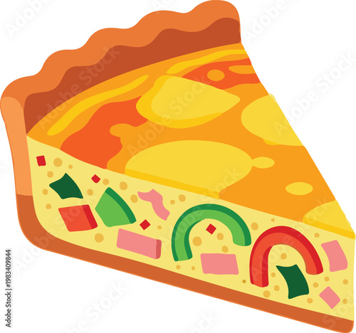 A slice of colorful pizza with melted cheese and toppings on a plate
