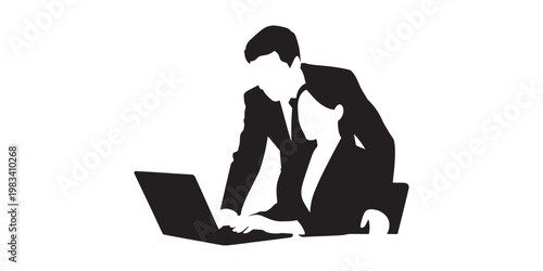 Two businesspeople looking at a laptop computer