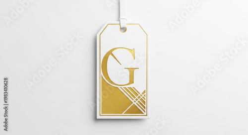 White Luxury Hang Tag With Gold Monogram G.