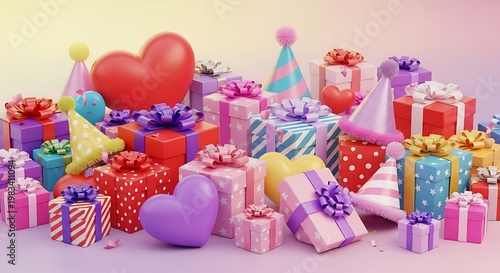 Festive birthday gifts and party hats create a joyful celebration.