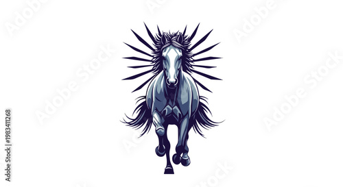 Majestic mythical unicorn with a flowing mane and tail, standing proudly with a mystical aura