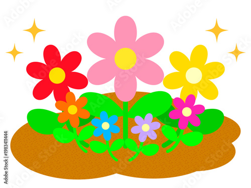 	土の上で育つ花のイラスト素材