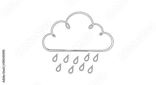 Stylized cloud outline with falling raindrops