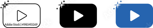 Play Button Video Player Icon Set in Outline Solid and Color Style