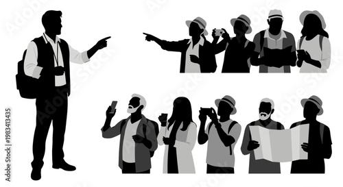 Silhouette of business people communicating effectively.