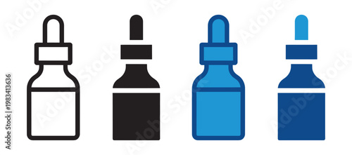 Oil dropper bottle icon liquid dropper container symbol in outline and solid style vector illustration