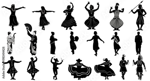 Silhouette of people dancing ballet.