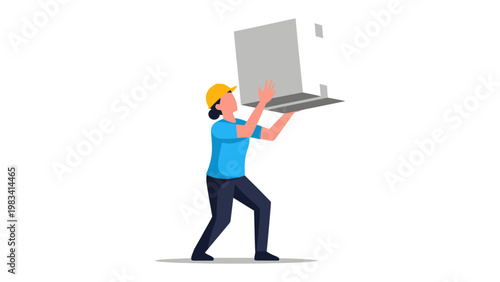 Lifting the Future: A determined individual lifts a computer. Capturing themes of technological advancement, innovation, and digital potential.