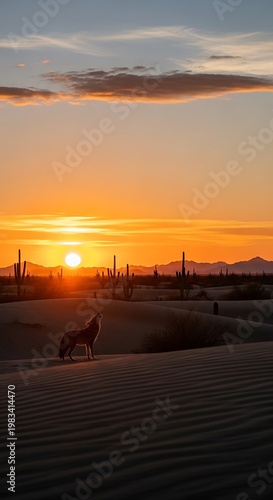 Desert Sunset Silhouette - A Wild Horses Serene Journey.