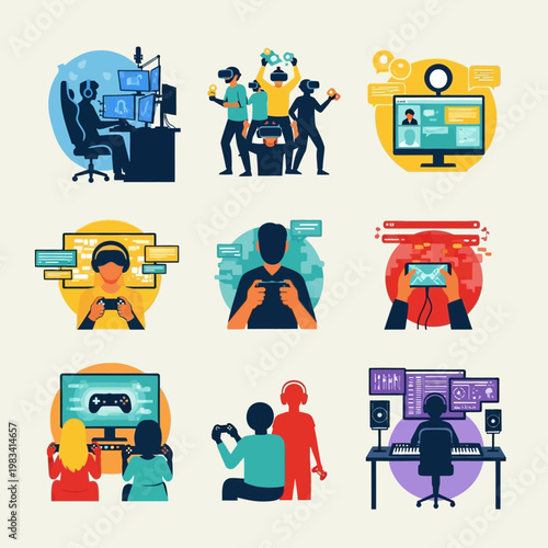 Diverse People Enjoying Digital Entertainment and Gaming