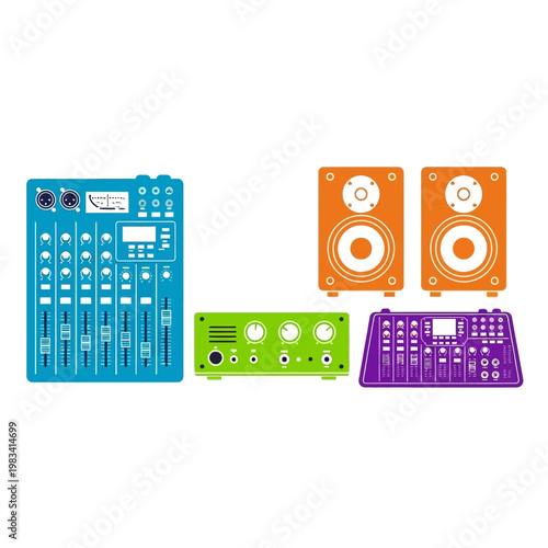 DJ Audio Equipment: Mixer, Amplifier, Speakers, and Controller