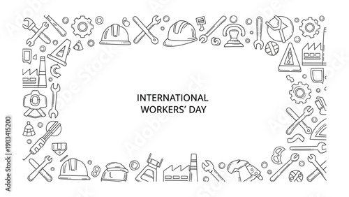 International Workers' Day: Artistic illustration of tools.