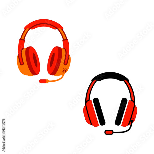 Gaming Headset Icons: Red and Orange, Red and Black