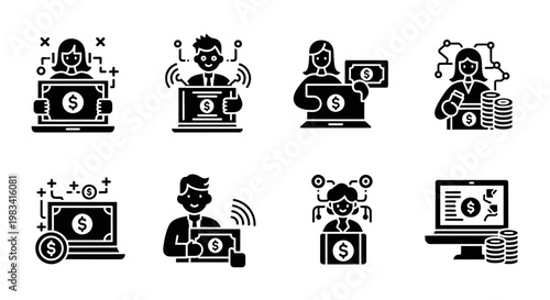Online E-commerce and Digital Payment Icons Set