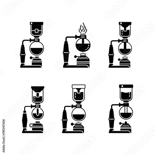 Siphon Coffee Maker Set: Vintage Brewing Methods Icons