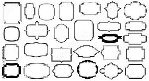 Collection of decorative frames and borders in black and white