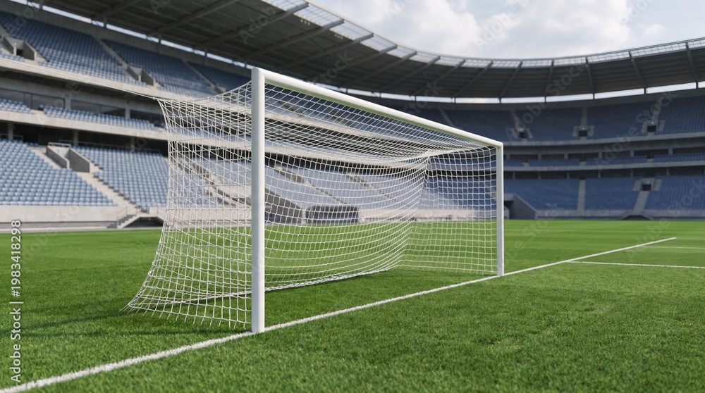 Fototapeta premium empty soccer stadium with goal.