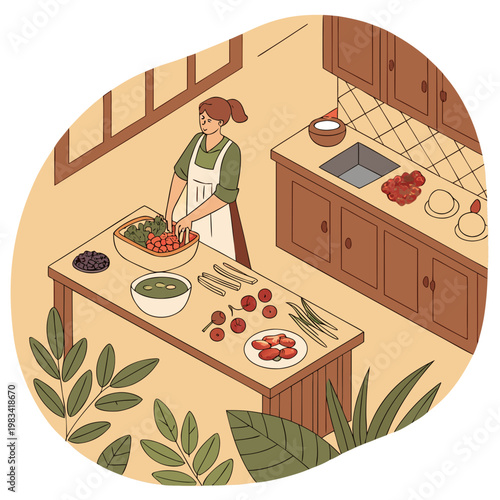 Woman preparing food in a kitchen