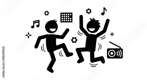 stick figures dancing to music.