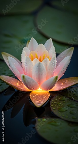 Radiant Water Lily Blossom - A Serene Aquatic Jewel.